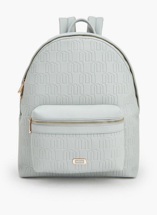 MISSY Monogram Embossed Backpack With Adjustable Straps And Zip Closure - 40X32X18 Cm - Image 1